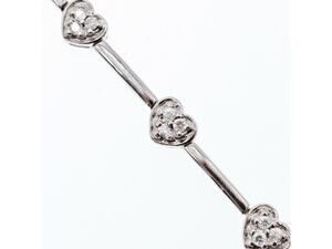 925 Sterling Silver Cz Bracelet "Hearts" Size 7 In